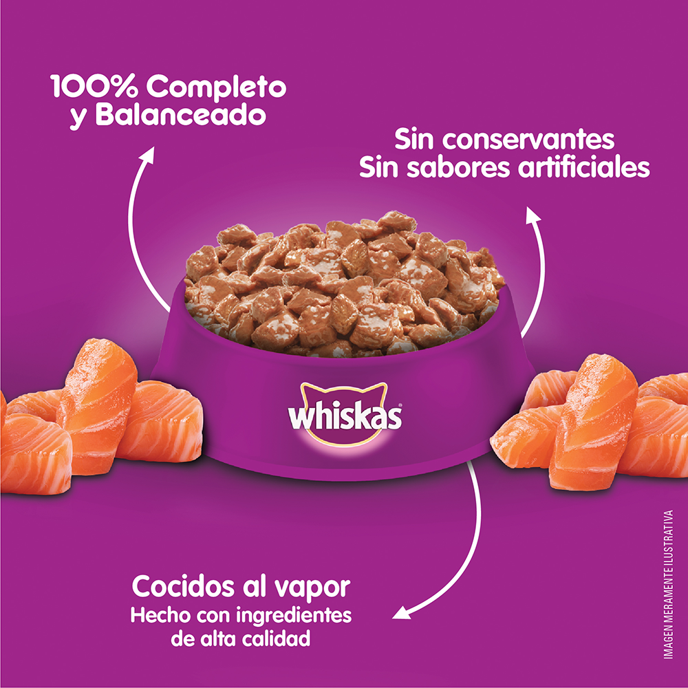 Whiskas Sobrecito Para Gatos Salmon en Salsa - 4