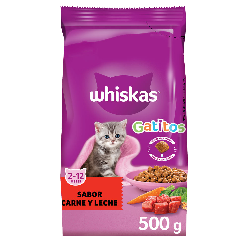 Whiskas Alimento Seco para Gatitos Carne y Leche - 1