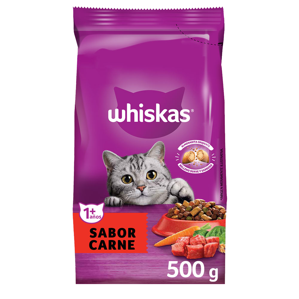 Whiskas Alimento Seco para Gatos Adultos Carne - 1