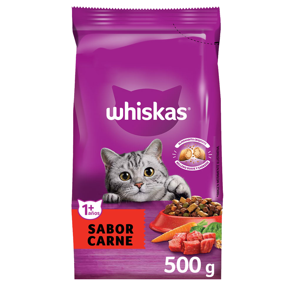 Whiskas Alimento Seco para Gatos Adultos Carne - 1