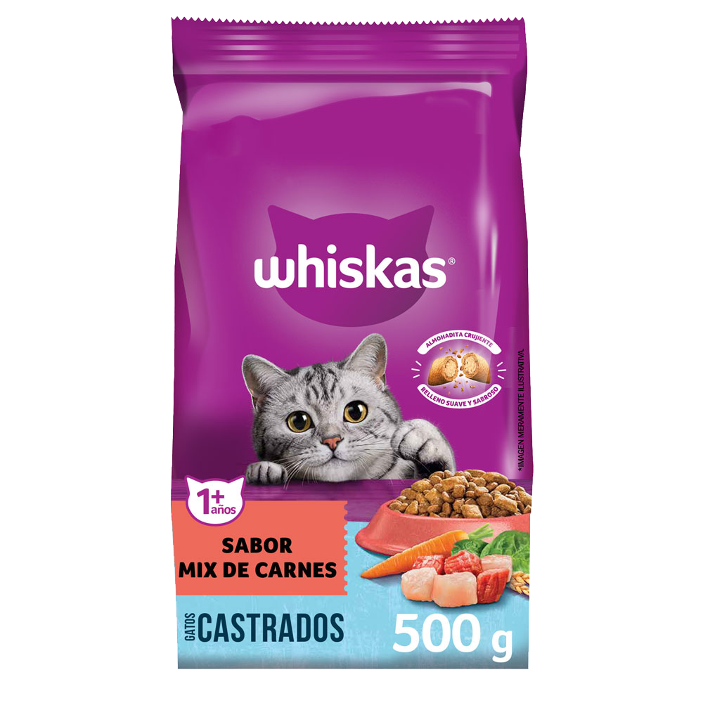 Whiskas Alimento Seco Para Gatos Castrados Mix Carne  - 1