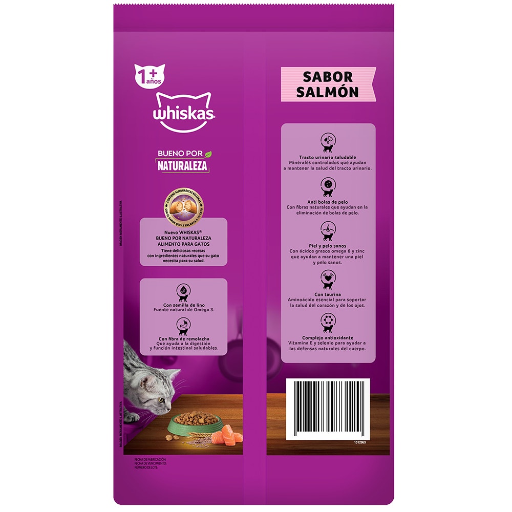 Whiskas Bueno por Naturaleza Alimento Seco Para Gatos Salmon  - 2