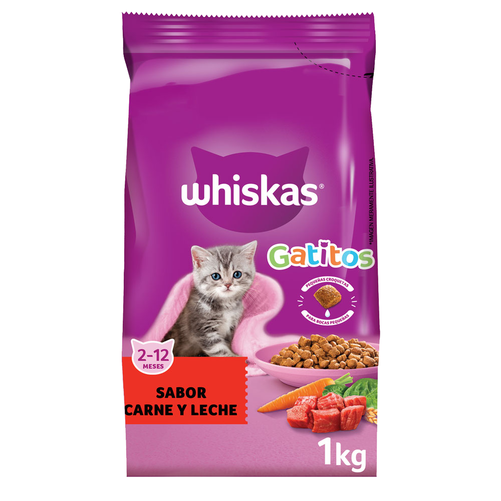 Whiskas Alimento Seco para Gatitos Carne y Leche