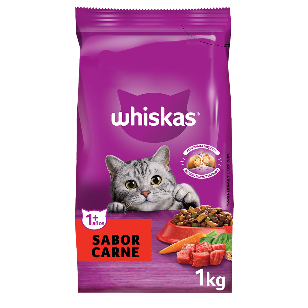 Whiskas Alimento Seco para Gatos Adultos Carne