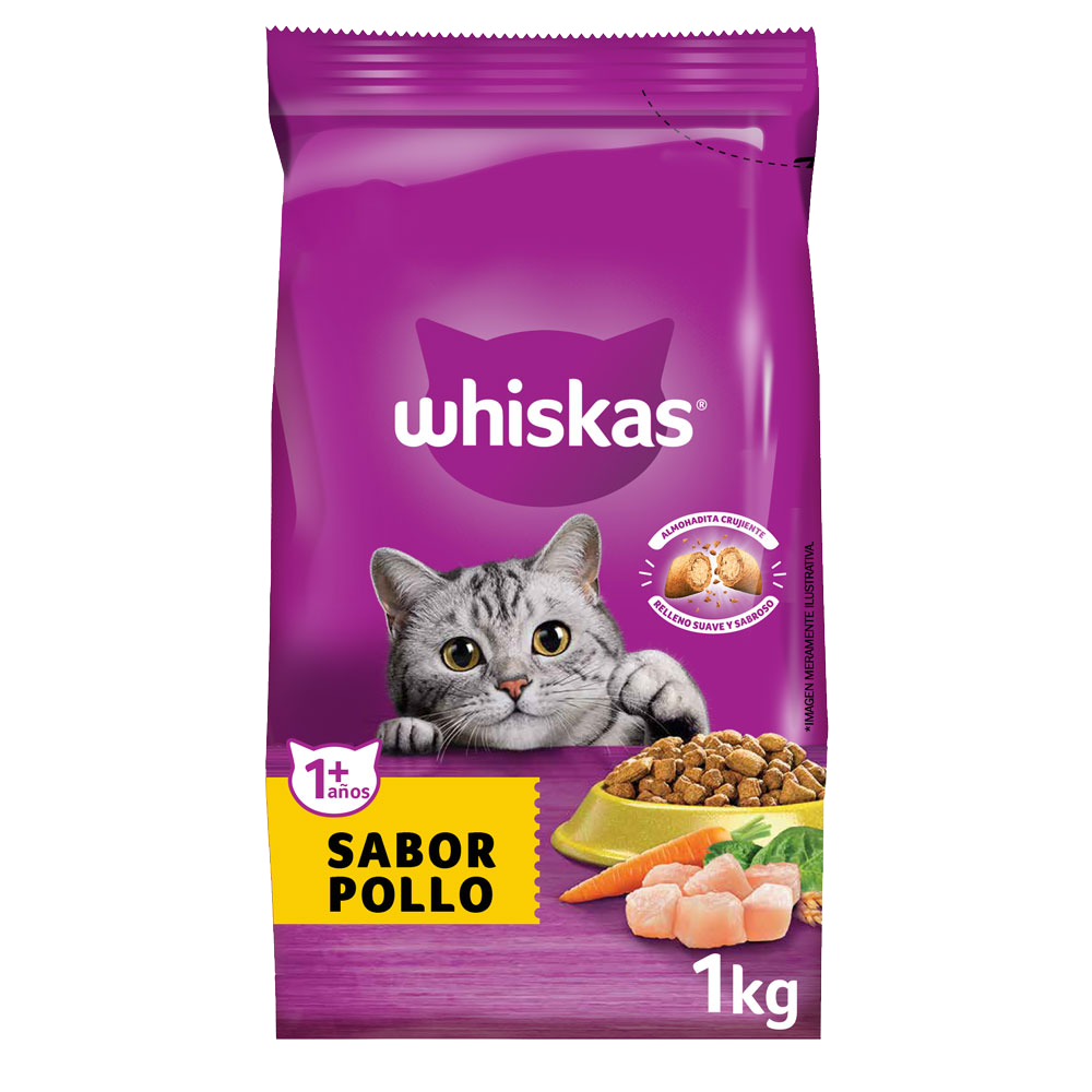 Whiskas Alimento Seco para Gatos Adultos Pollo